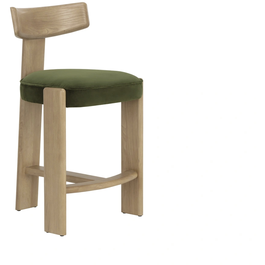 Horton 37 inch Rustic Oak / Forest Green Counter Stool